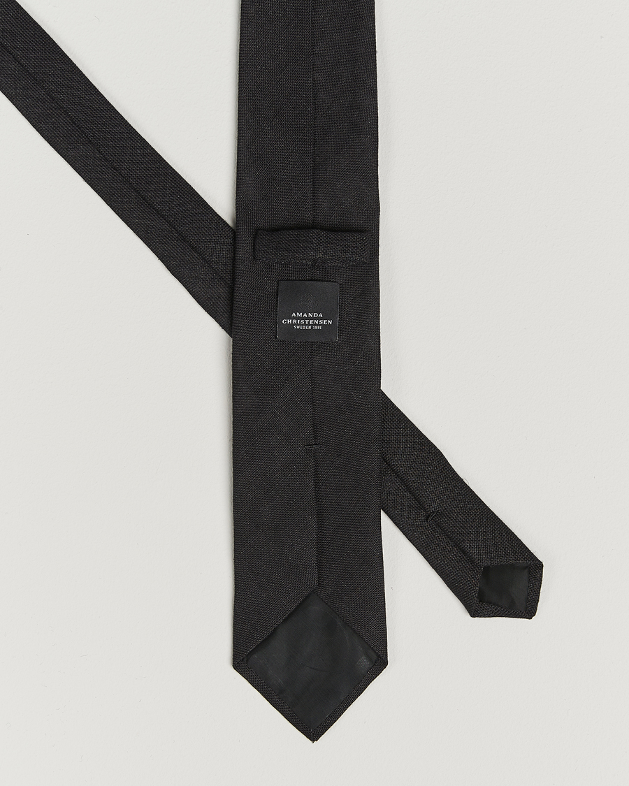 Men | Ties | Amanda Christensen | Hopsack Linen 8cm Tie Black