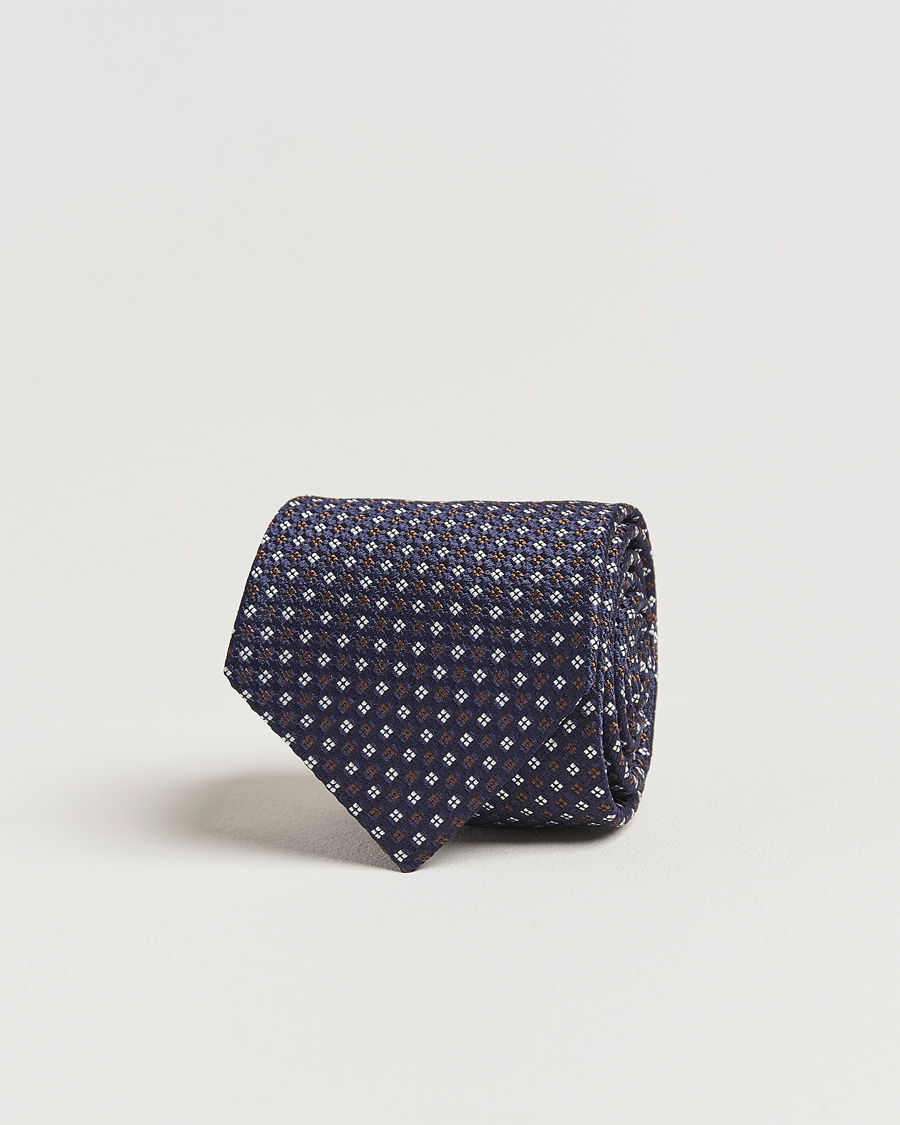 Men | Ties | Amanda Christensen | Silk Printed Flower 8cm Tie Navy