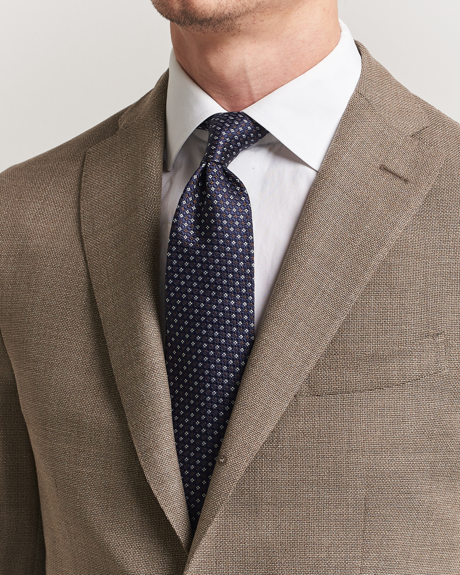 Men | Ties | Amanda Christensen | Silk Printed Flower 8cm Tie Navy