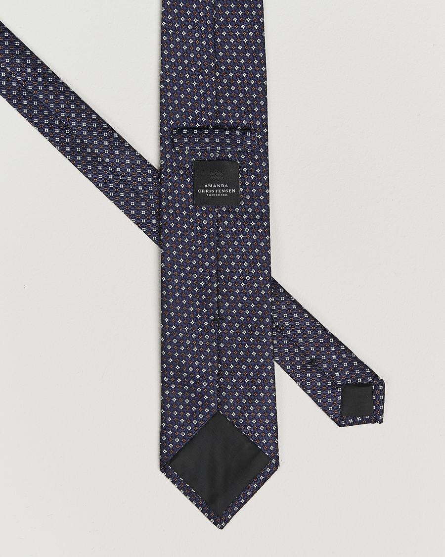 Men | Ties | Amanda Christensen | Silk Printed Flower 8cm Tie Navy