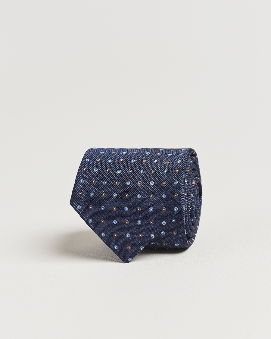 Men | Ties | Amanda Christensen | Silk Reps Printed Flower 8cm Tie Navy