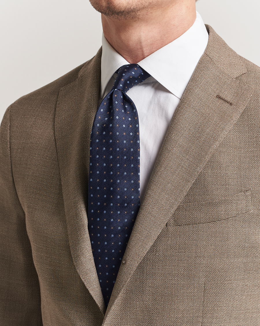 Men | Ties | Amanda Christensen | Silk Reps Printed Flower 8cm Tie Navy