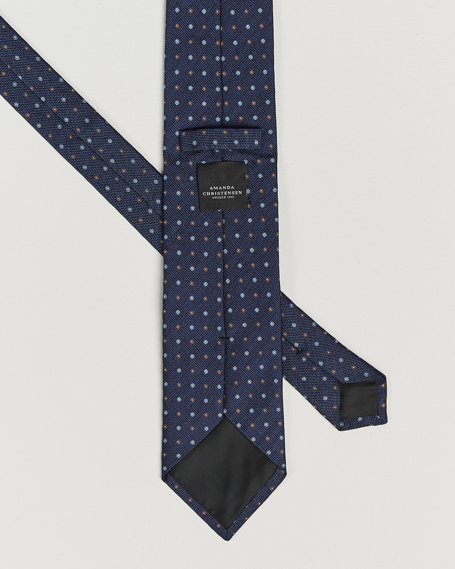 Men | Ties | Amanda Christensen | Silk Reps Printed Flower 8cm Tie Navy