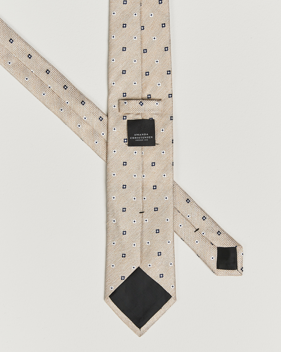 Men | Ties | Amanda Christensen | Silk/Linen Printed Flower 8cm Tie Sand