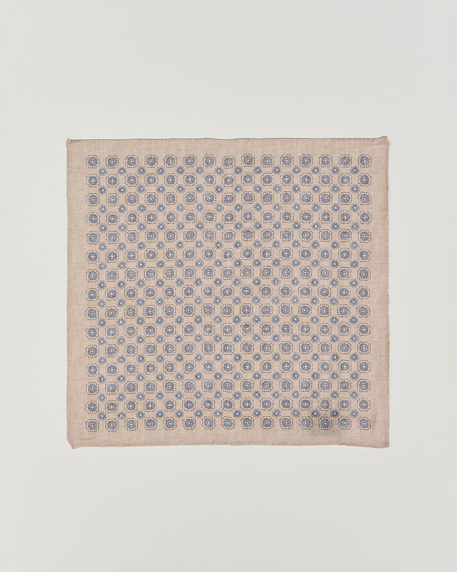 Men | Pocket Squares | Amanda Christensen | Linen Printed Medallion Pocket Square Sand