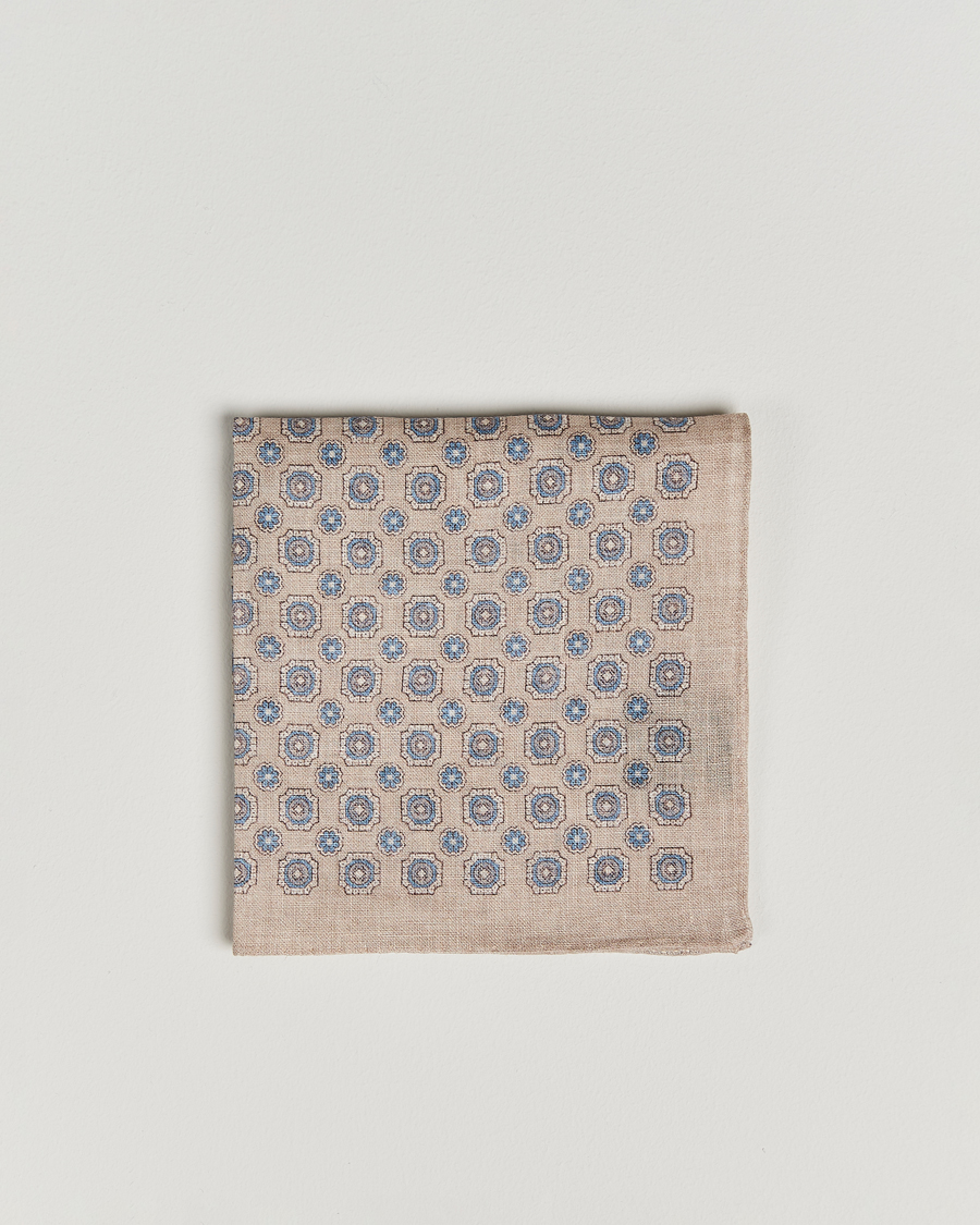 Men | Pocket Squares | Amanda Christensen | Linen Printed Medallion Pocket Square Sand