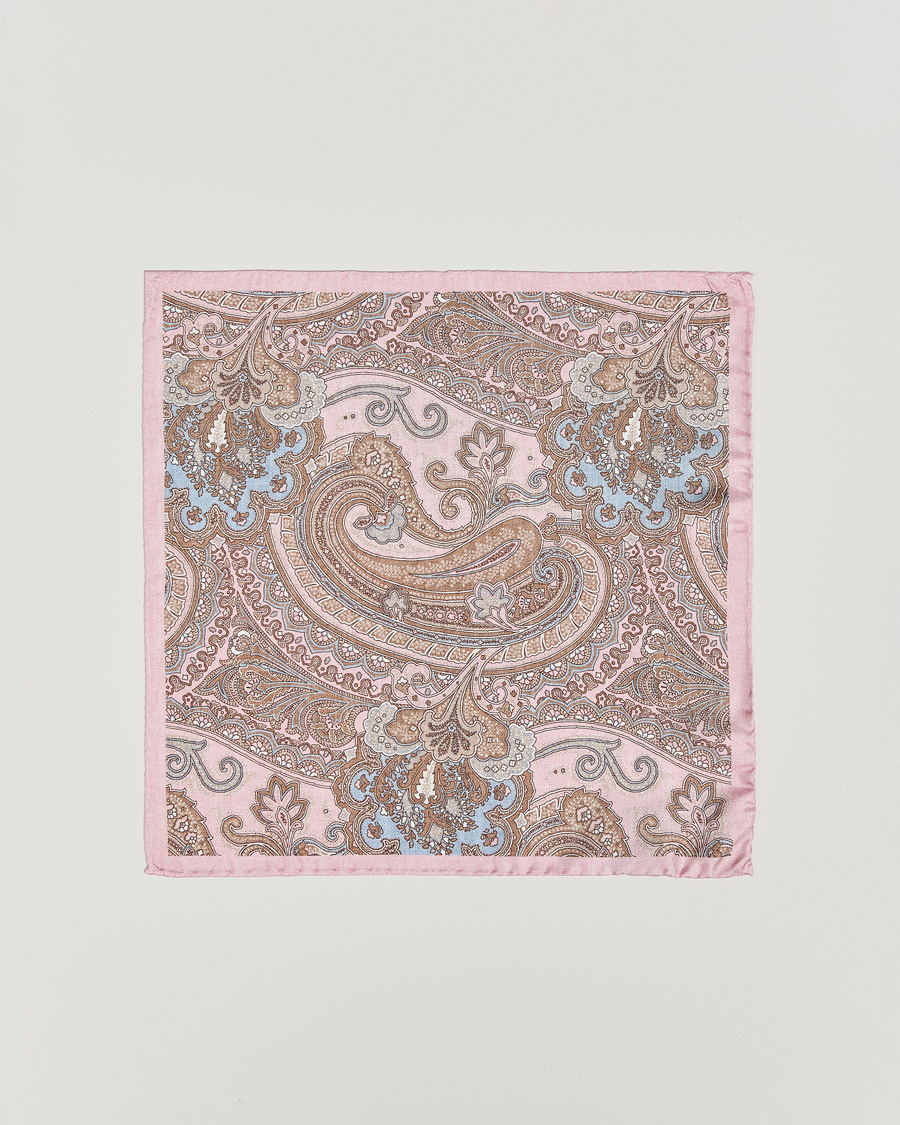 Men | Pocket Squares | Amanda Christensen | Silk Twill Large Paisley Pocket Square Pink