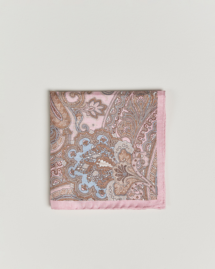 Men | Pocket Squares | Amanda Christensen | Silk Twill Large Paisley Pocket Square Pink