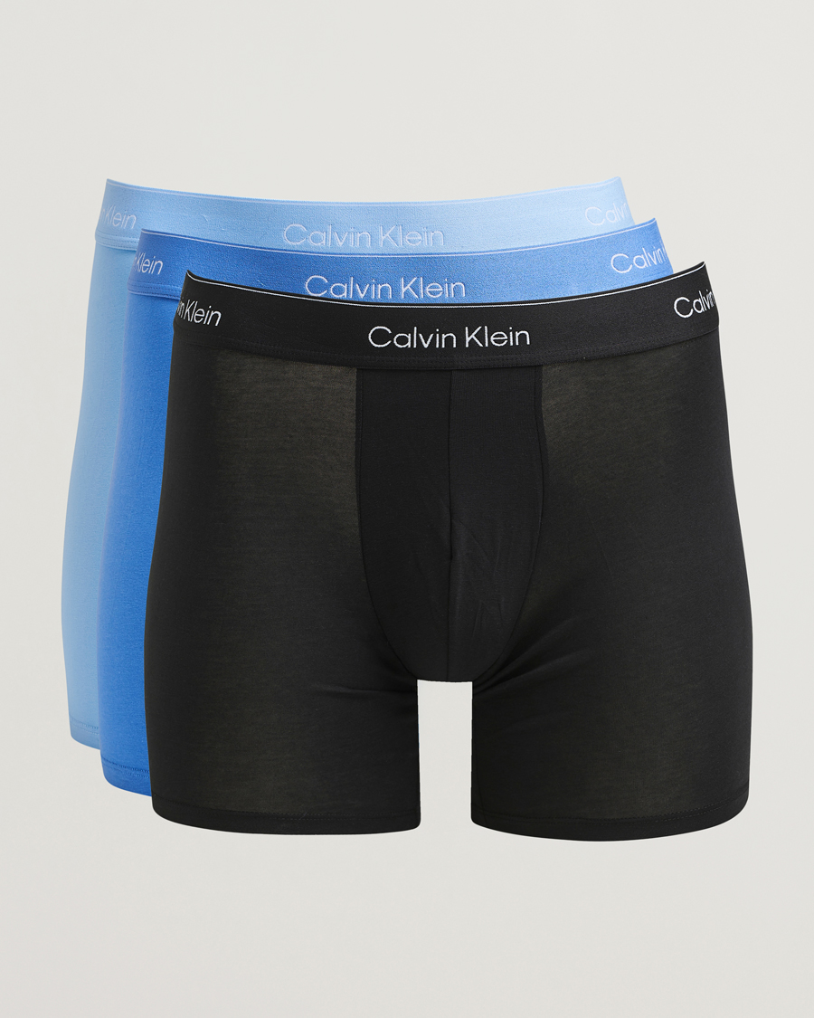Men | Underwear & Socks | Calvin Klein | 3-Pack Icon Cotton Stretch Boxer Brief Black/Blue/Light Blue