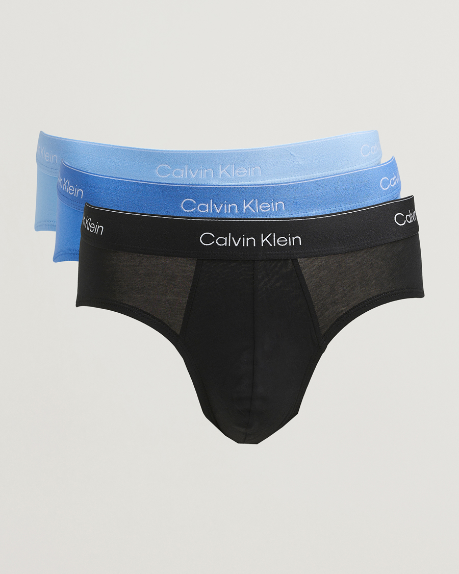 Men | Underwear & Socks | Calvin Klein | 3-Pack Icon Cotton Stretch Hip Brief Black/Blue/Light Blue