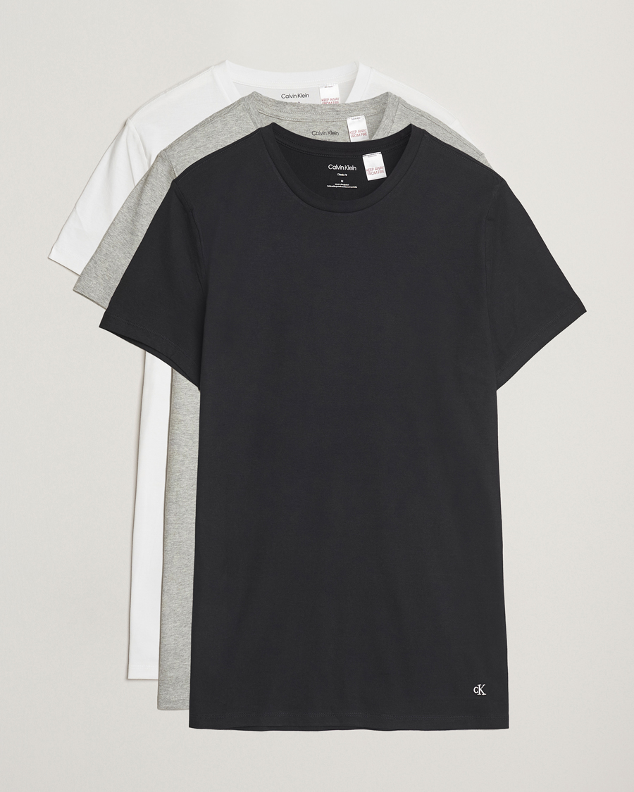 Men | T-Shirts | Calvin Klein | 3-Pack Cotton Crew Neck T-Shirt White/Black/Grey
