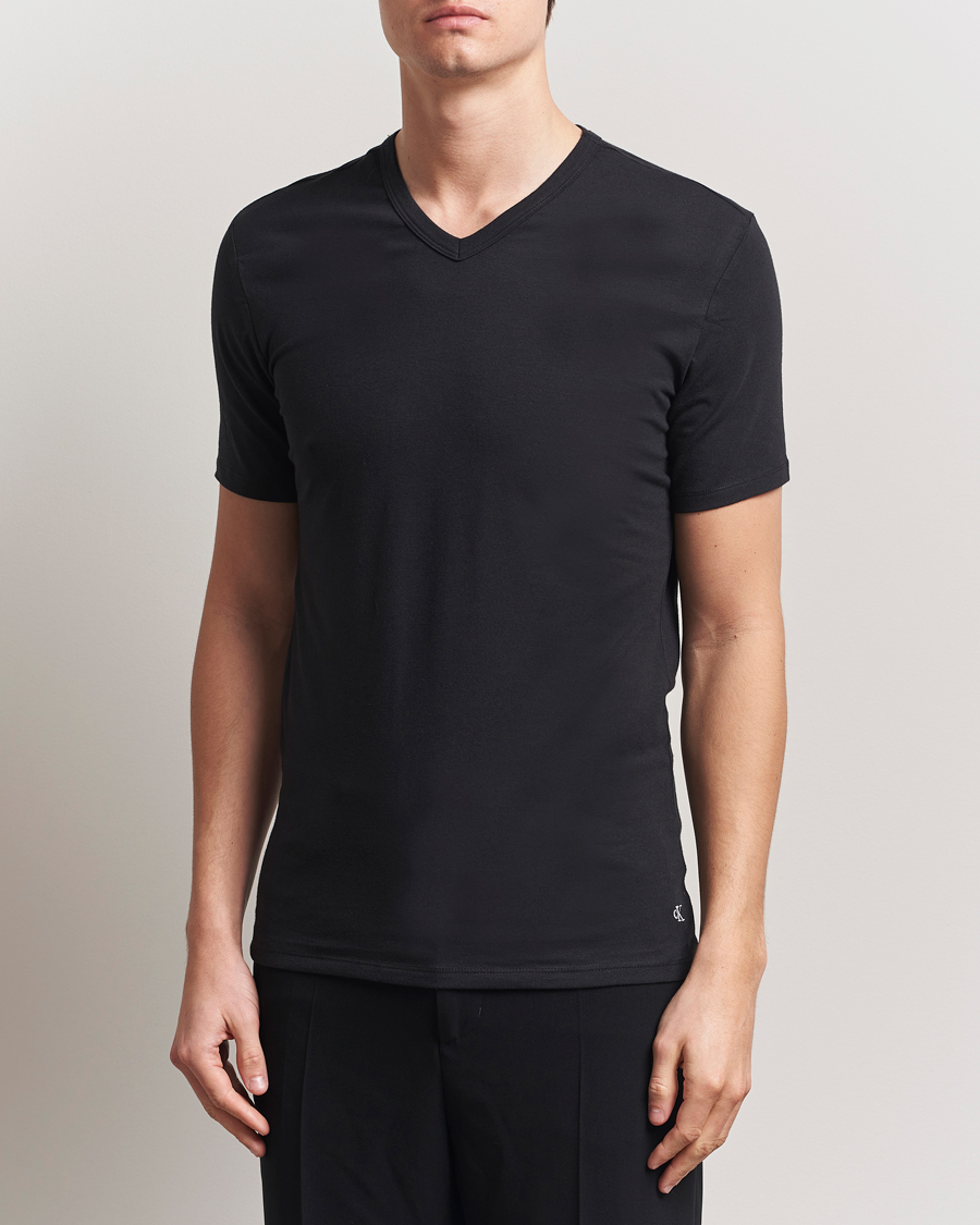 Men | T-Shirts | Calvin Klein | 3-Pack Cotton Stretch V-Neck T-Shirt White/Black/Grey