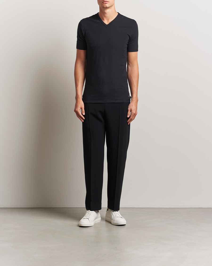Men | T-Shirts | Calvin Klein | 3-Pack Cotton Stretch V-Neck T-Shirt Black