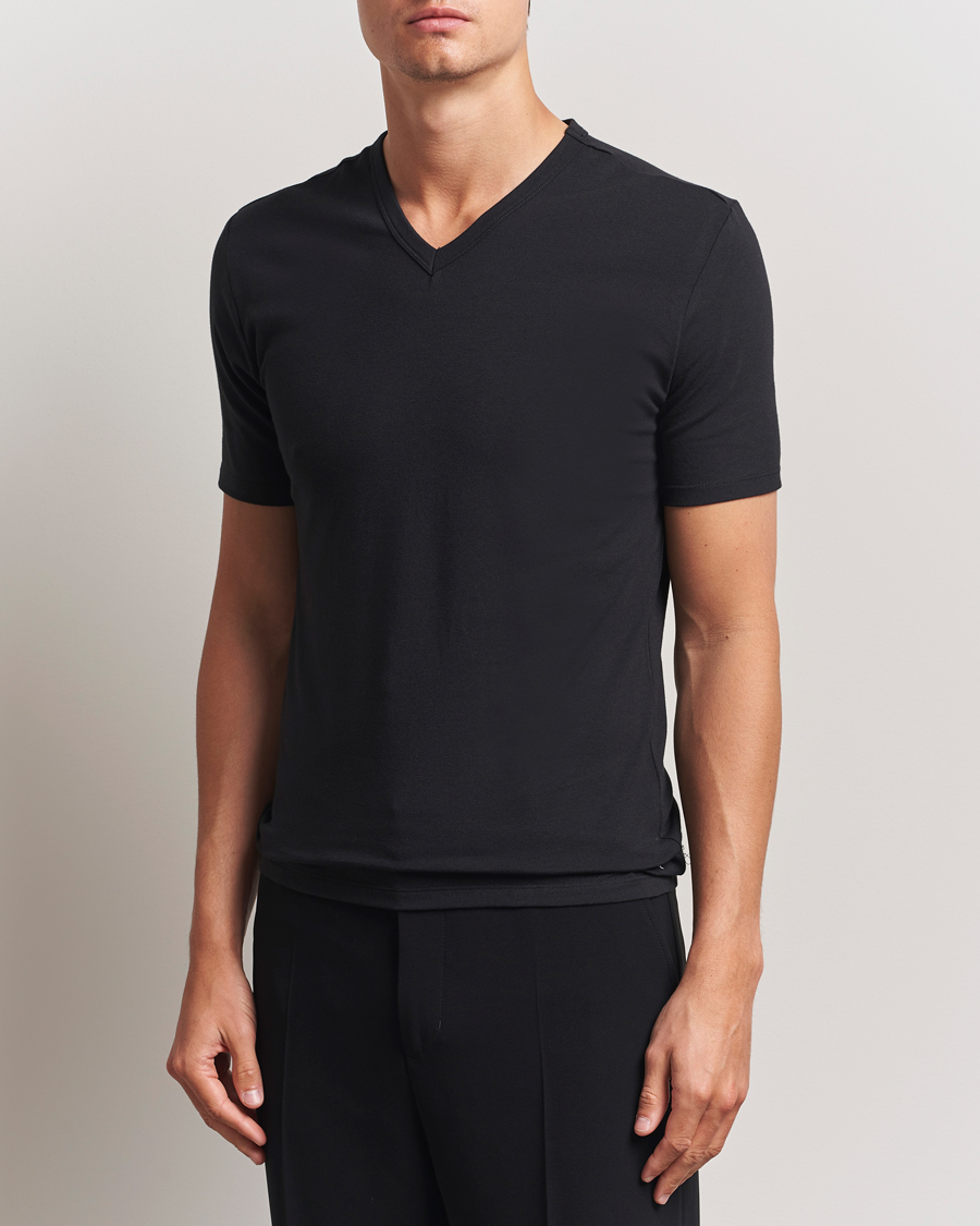 Men | T-Shirts | Calvin Klein | 3-Pack Cotton Stretch V-Neck T-Shirt Black