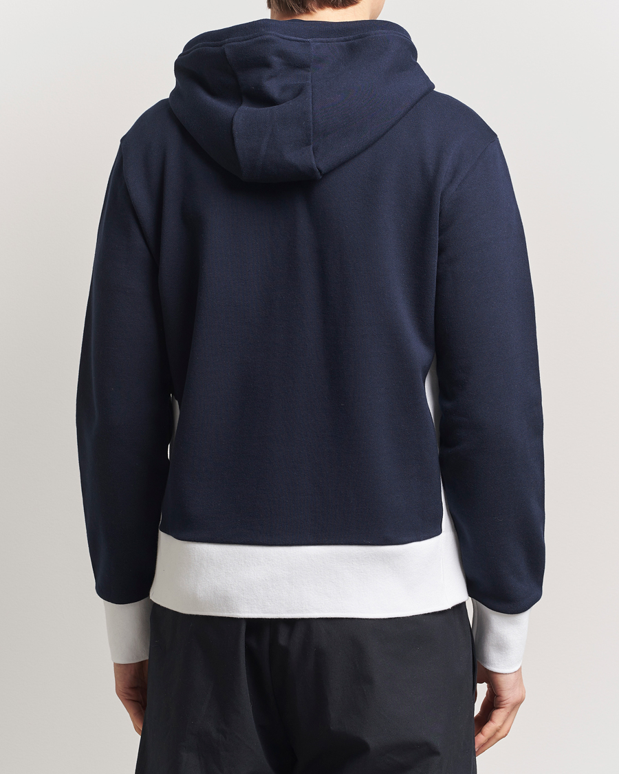 Men | Sweaters & Knitwear | Thom Browne | Color Block Zip Hoodie Navy