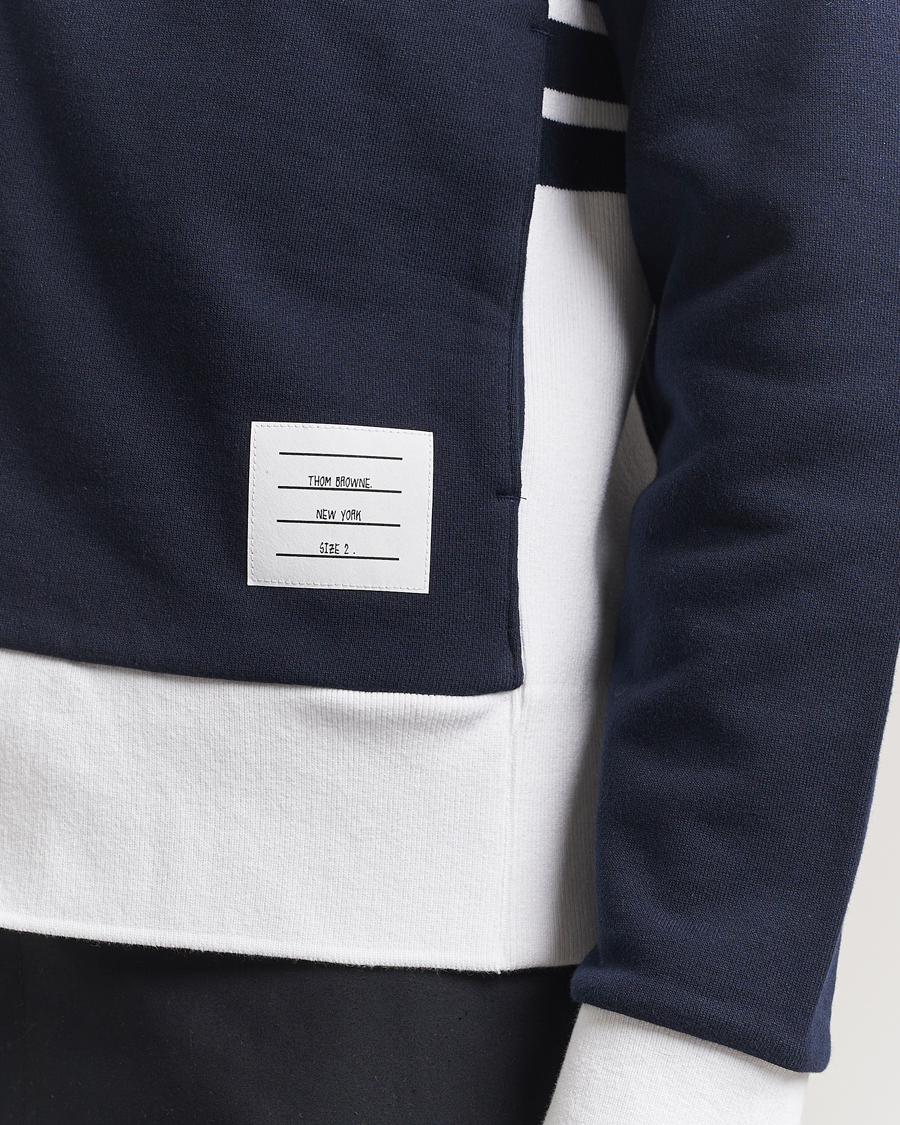 Men | Sweaters & Knitwear | Thom Browne | Color Block Zip Hoodie Navy