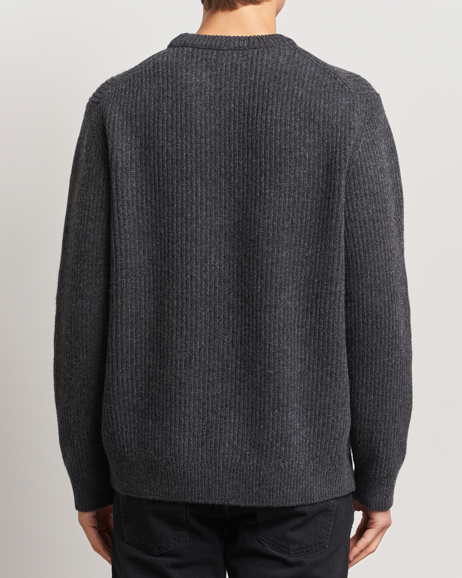 Men | Sweaters & Knitwear | Nudie Jeans | August Wool Rib Knitted Sweater Antracite Melange