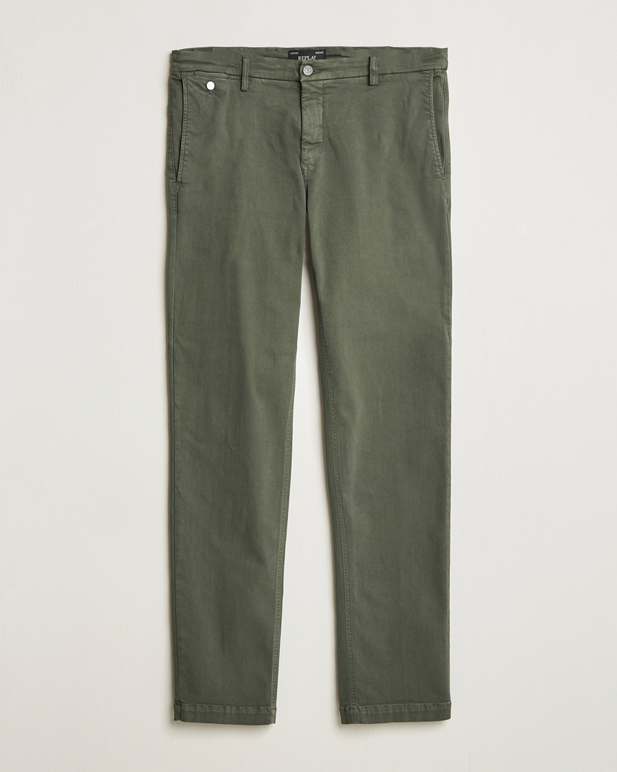 Men | Trousers | Replay | Benni Hyperflex X-Lite Chinos Dark Green