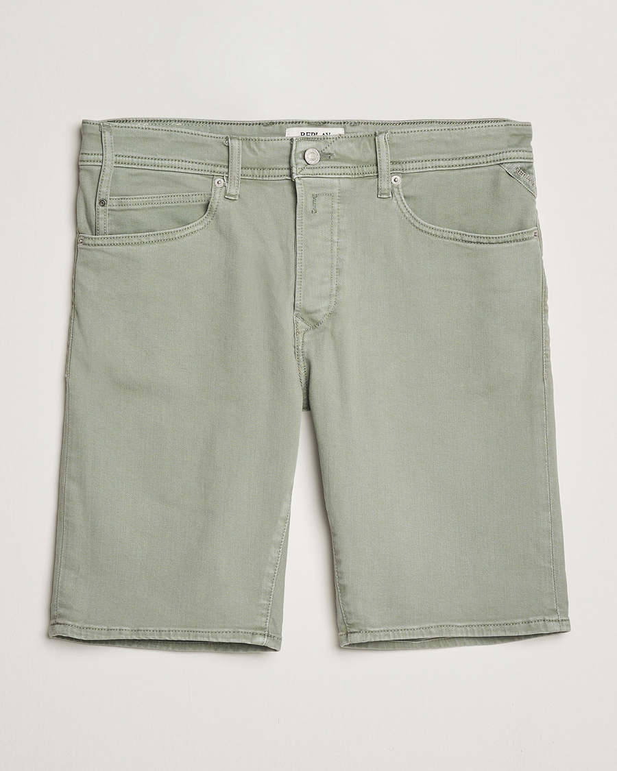 Men | Shorts | Replay | RBJ981 Stretch Denim Shorts Light Sage Green