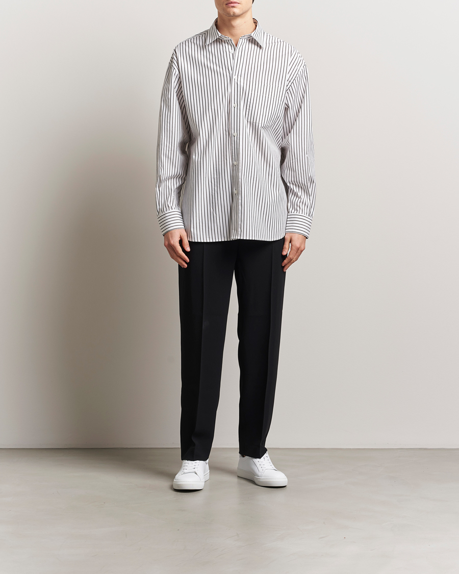 Men | Shirts | Filippa K | Striped Cotton Poplin Shirt Coffee/White