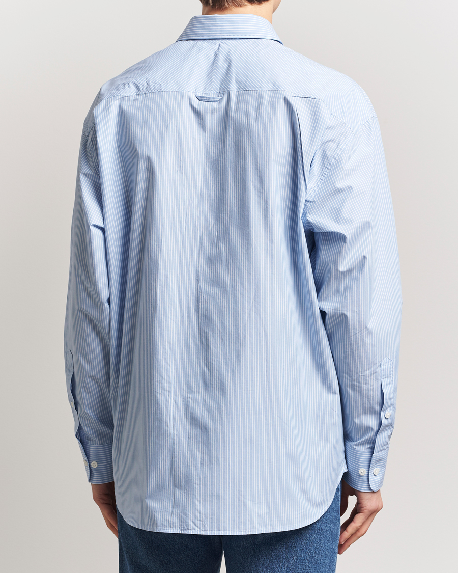 Men | Shirts | Filippa K | Striped Cotton Poplin Shirt Light Blue/White