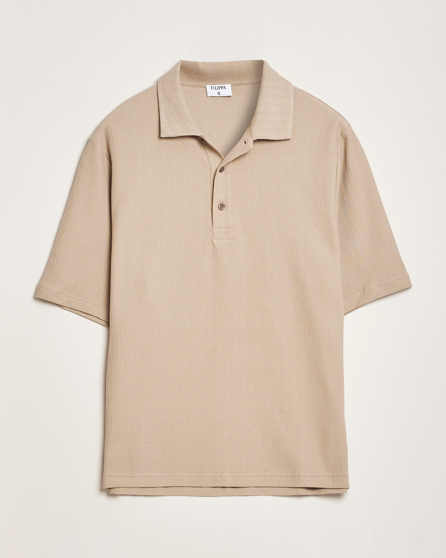 Men | Polo Shirts | Filippa K | Cotton Jersey Polo Faded Khaki