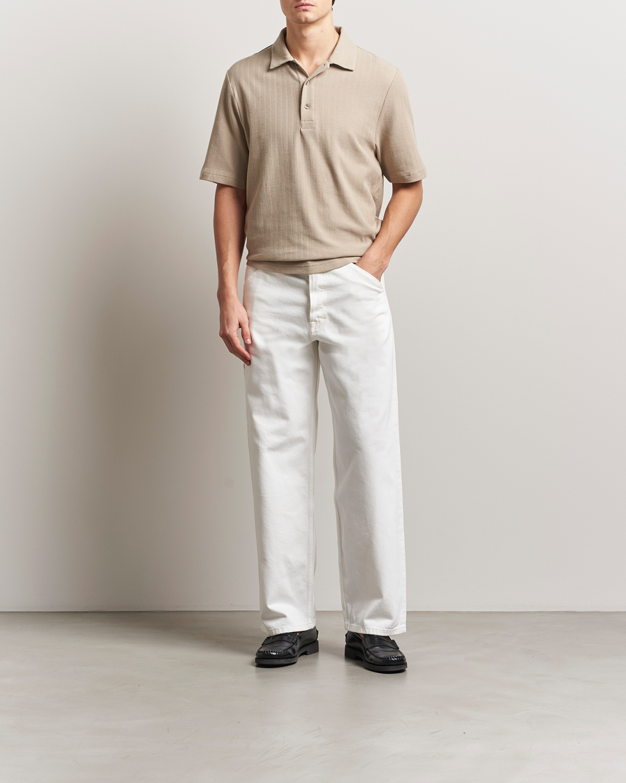 Men | Polo Shirts | Filippa K | Cotton Jersey Polo Faded Khaki