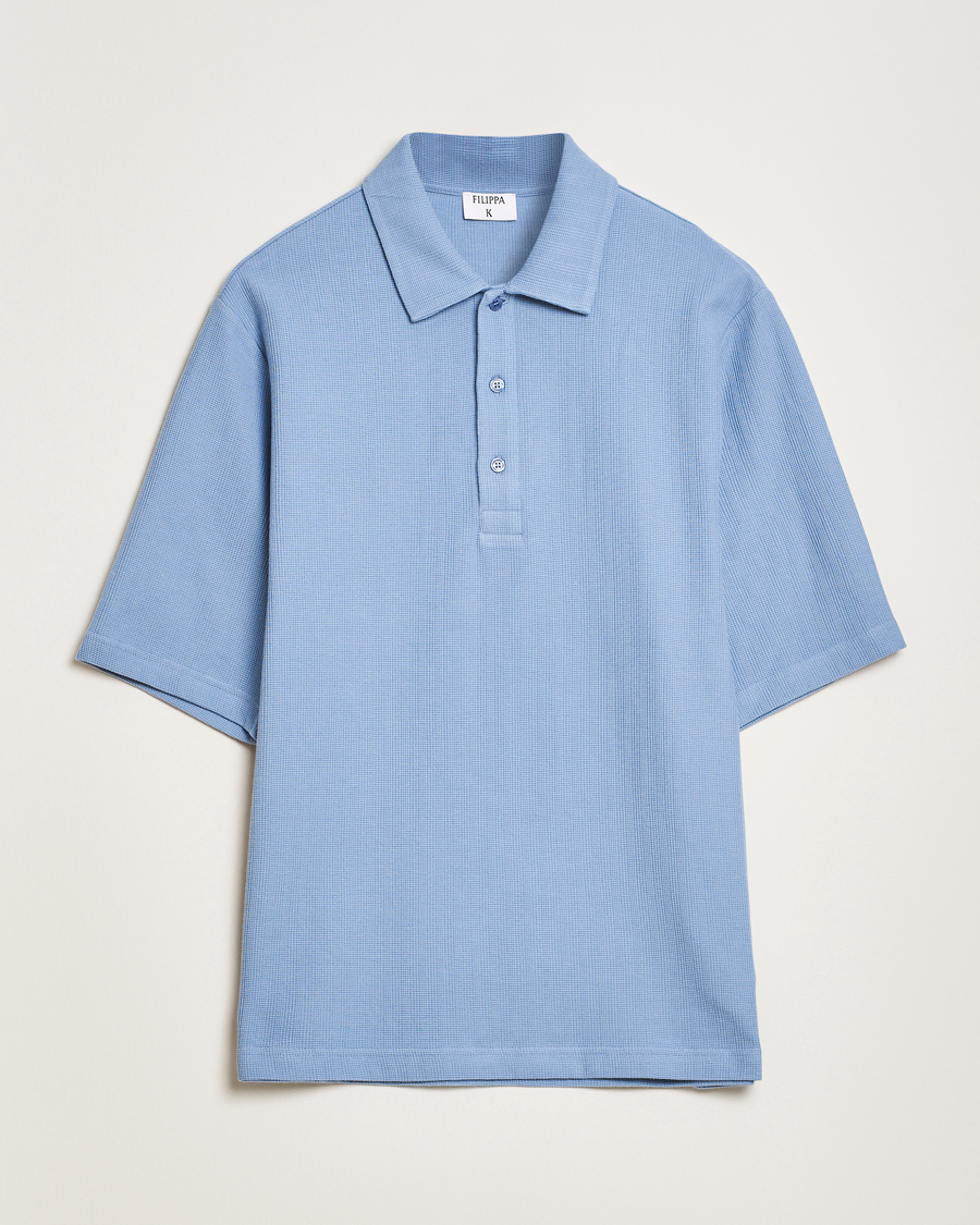 Men | Polo Shirts | Filippa K | Cotton Jersey Polo Air Blue