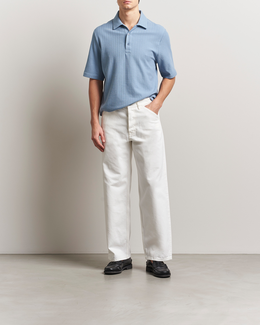 Men | Polo Shirts | Filippa K | Cotton Jersey Polo Air Blue