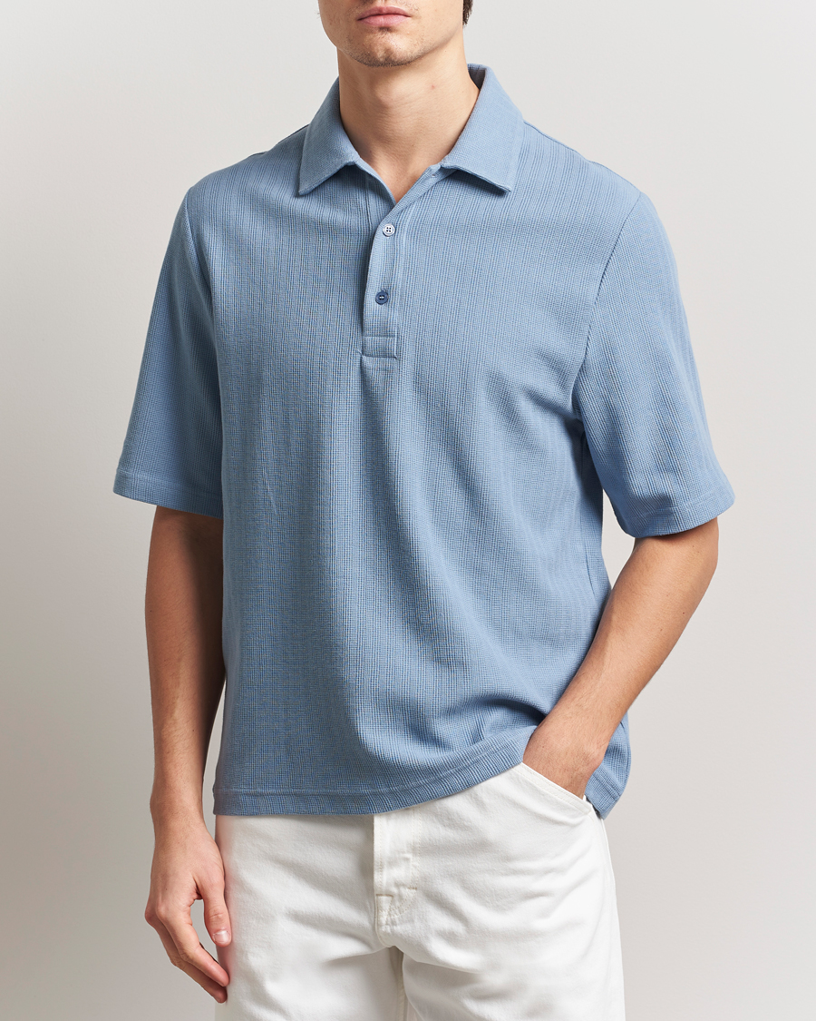 Men | Polo Shirts | Filippa K | Cotton Jersey Polo Air Blue