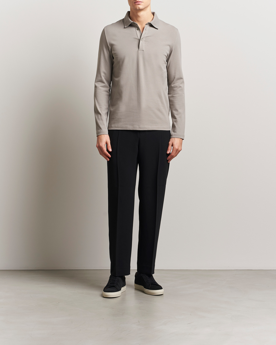 Men | Polo Shirts | Filippa K | Luke Stretch Polo Shirt Dove Grey