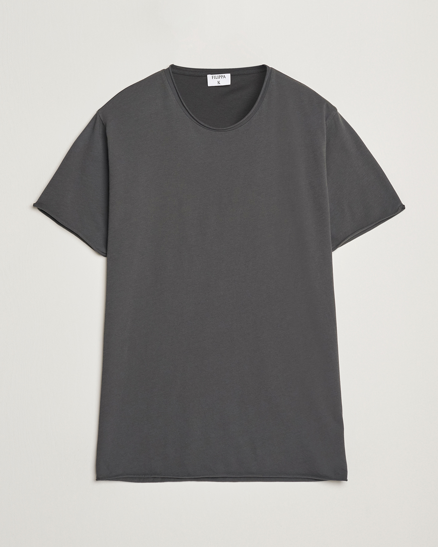 Men | T-Shirts | Filippa K | Roll Neck Crew Neck T-Shirt Charcoal Grey