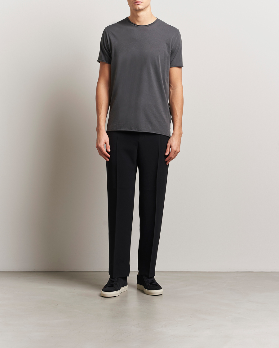 Men | T-Shirts | Filippa K | Roll Neck Crew Neck T-Shirt Charcoal Grey
