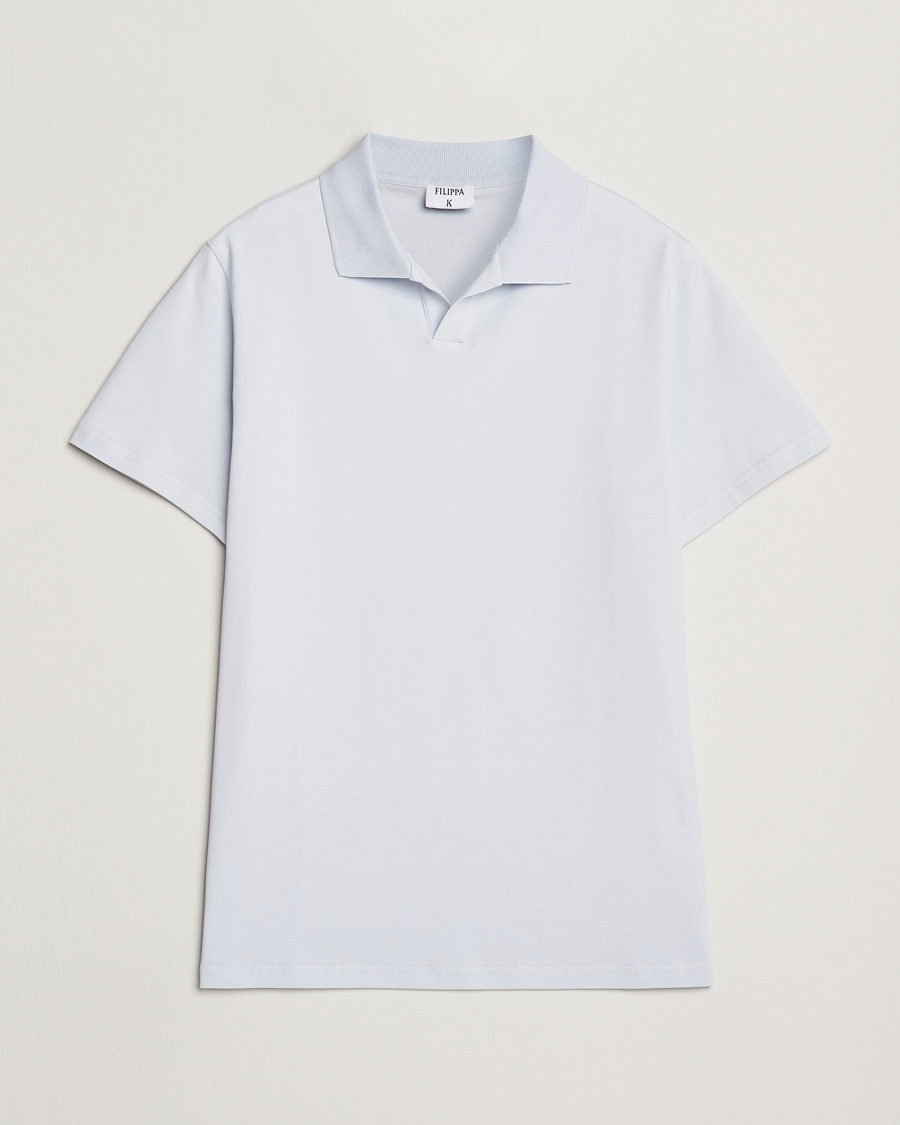 Men | Polo Shirts | Filippa K | Soft Lycra Polo T-Shirt Ice Blue