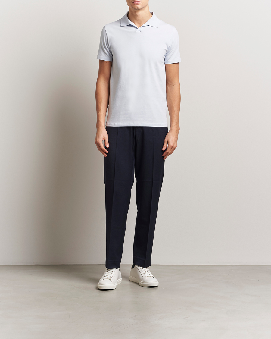 Men | Polo Shirts | Filippa K | Soft Lycra Polo T-Shirt Ice Blue