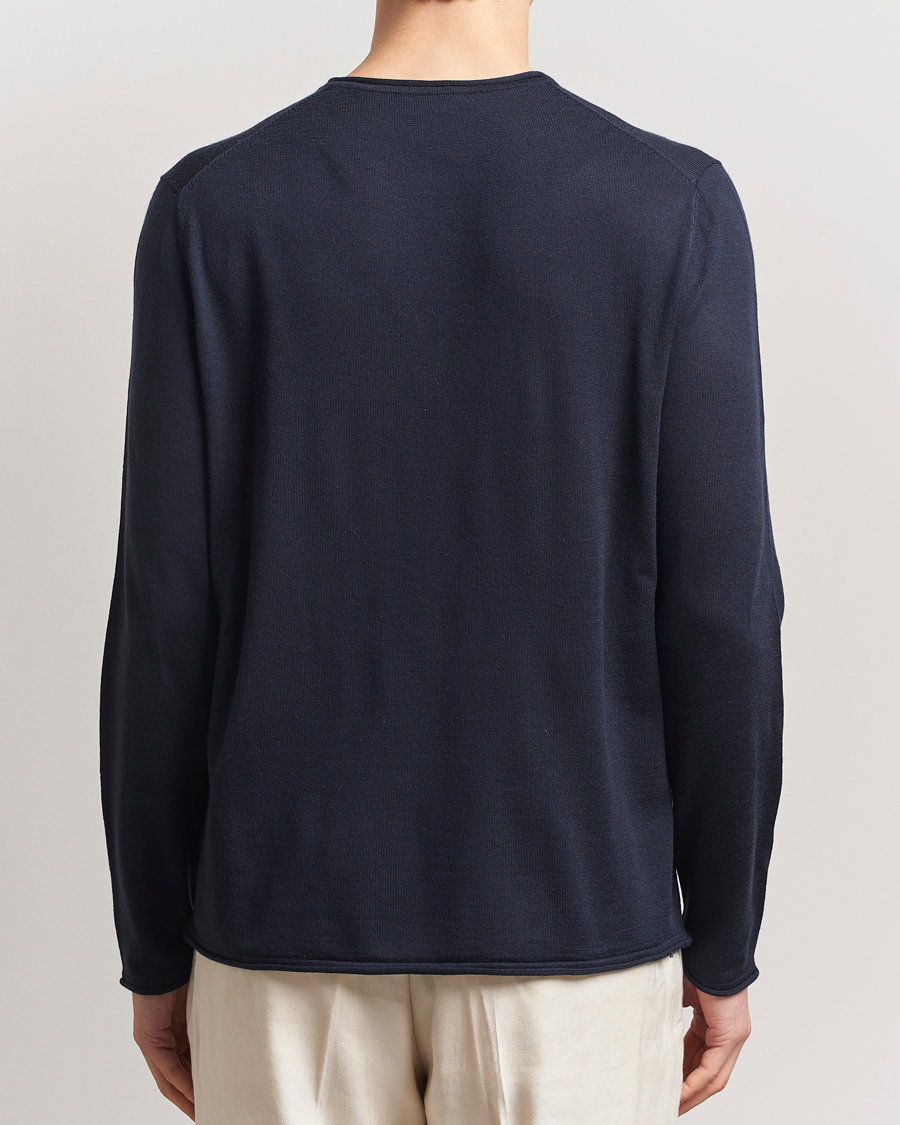 Men | Sweaters & Knitwear | Filippa K | Rolled Edge Knitted Sweater Navy