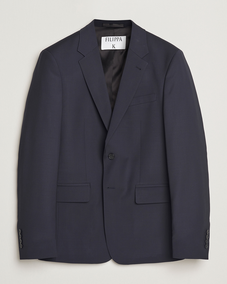 Men | Blazers | Filippa K | Slim Wool Blazer Dark Navy