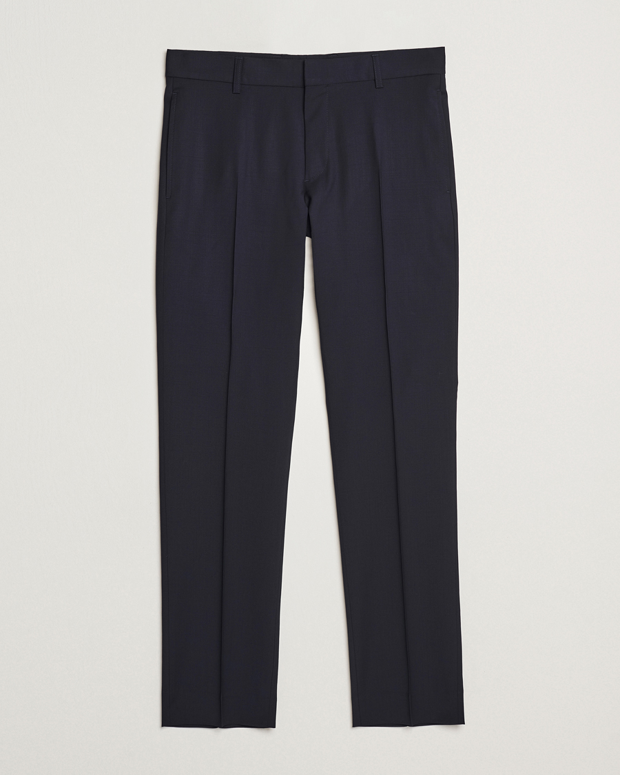 Men | Trousers | Filippa K | Slim Wool Trousers Dark Navy