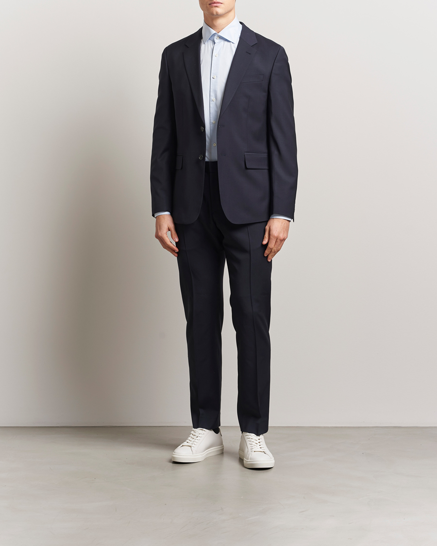 Men | Trousers | Filippa K | Slim Wool Trousers Dark Navy