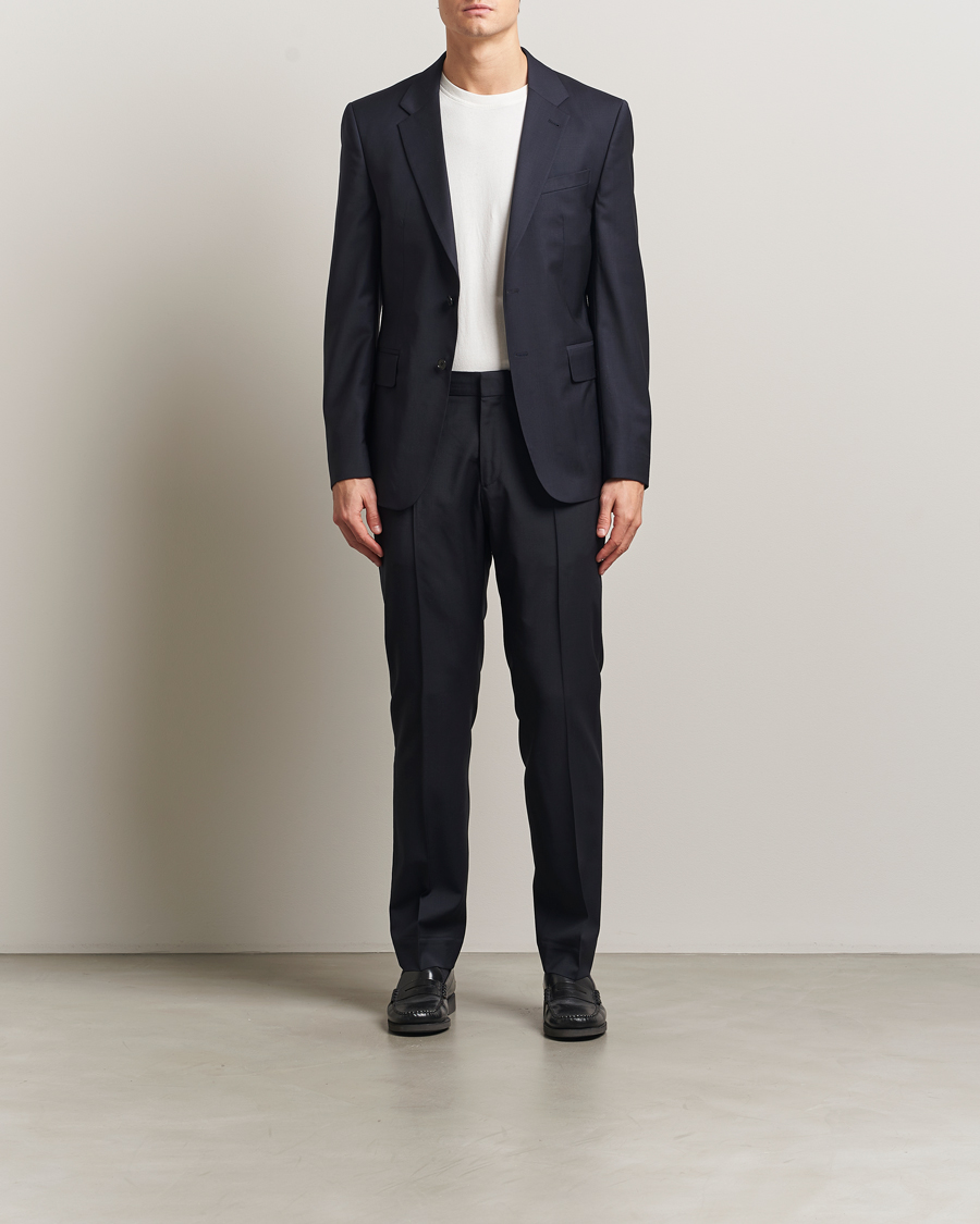 Men | Trousers | Filippa K | Slim Wool Trousers Dark Navy