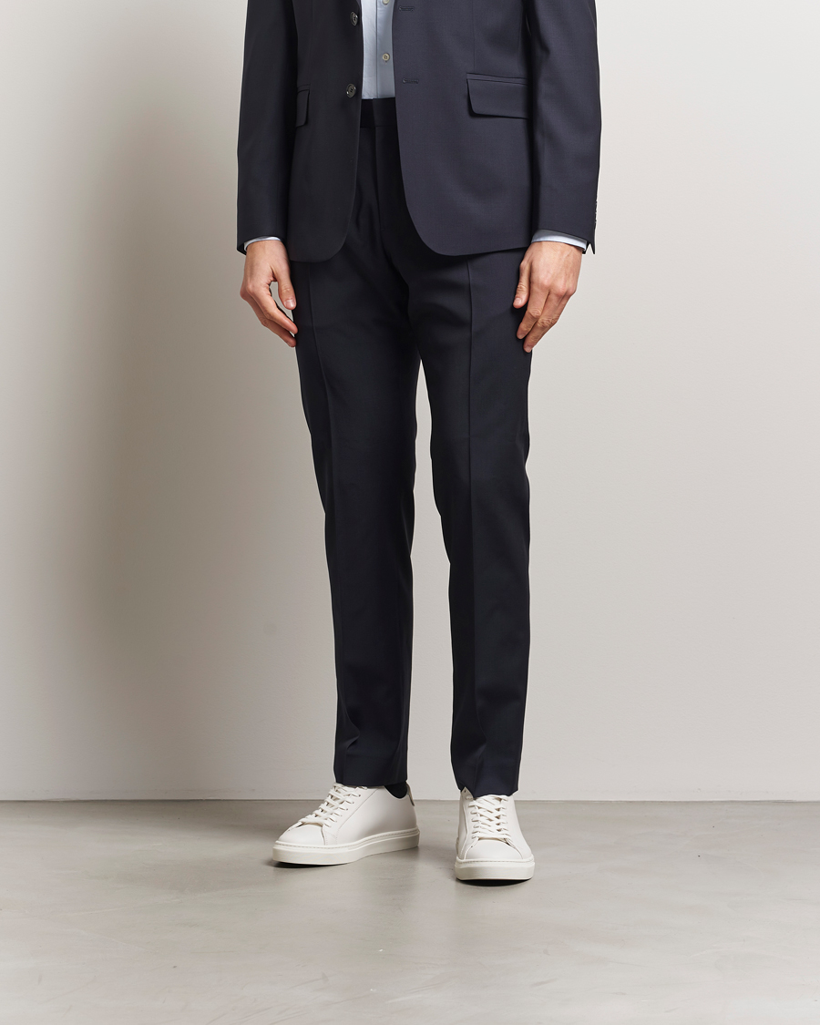 Men | Trousers | Filippa K | Slim Wool Trousers Dark Navy