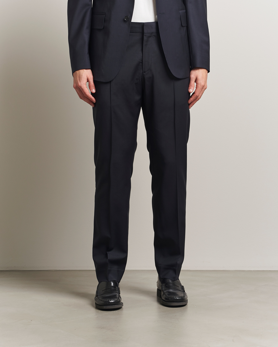 Men | Trousers | Filippa K | Slim Wool Trousers Dark Navy