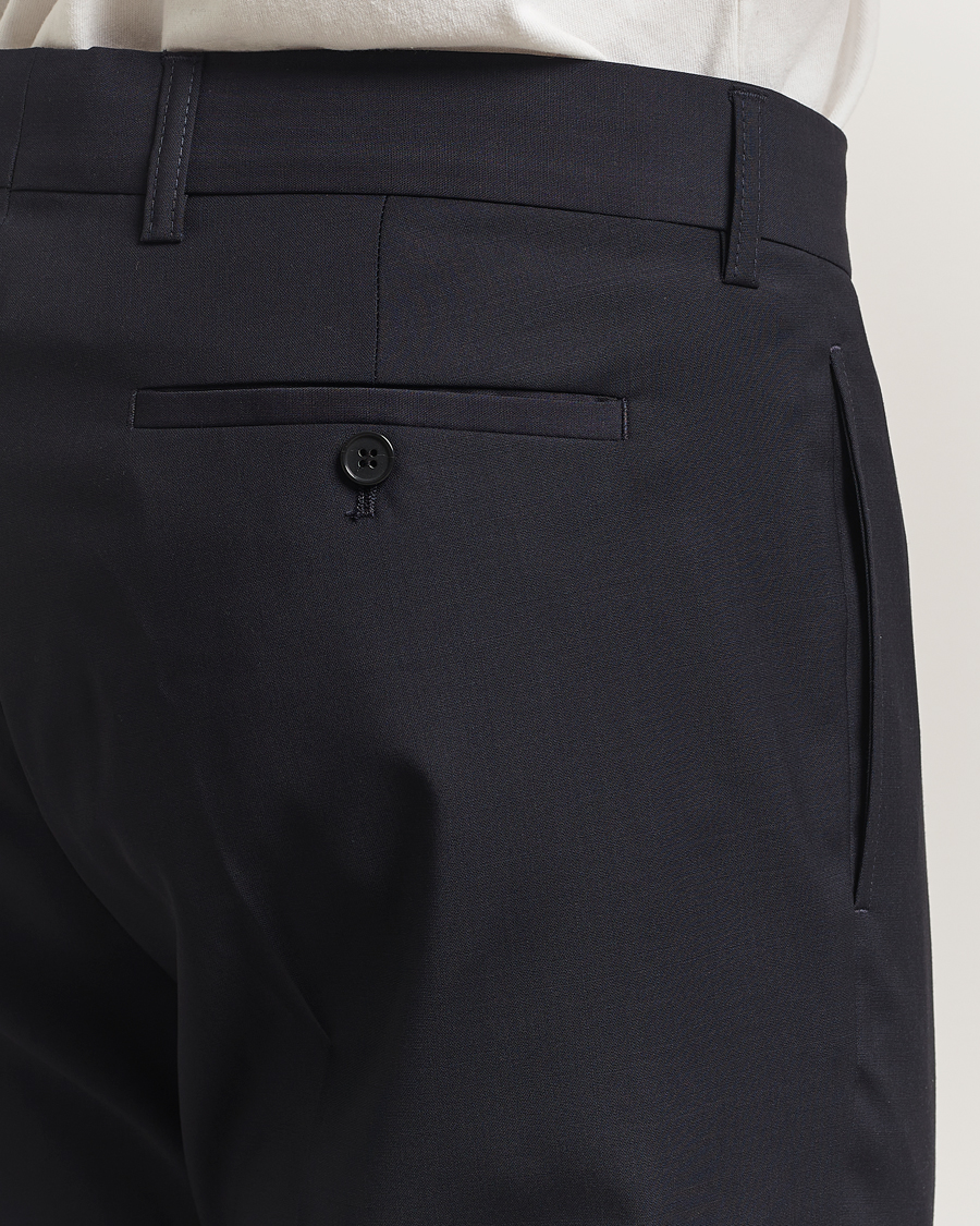 Men | Trousers | Filippa K | Slim Wool Trousers Dark Navy