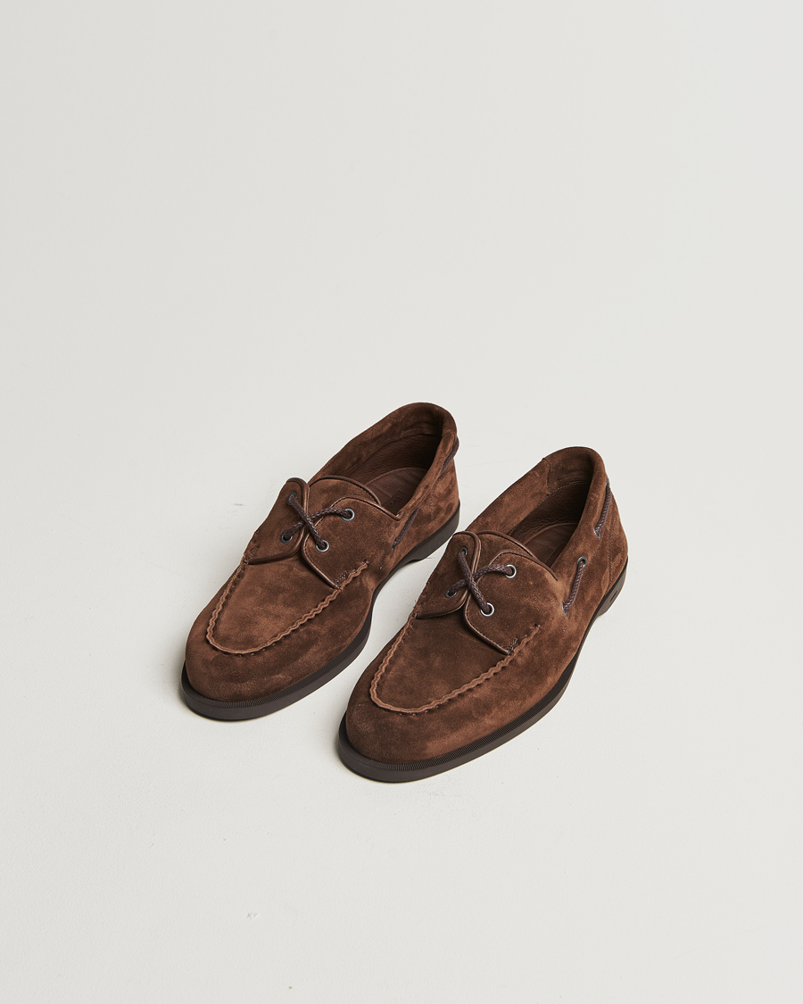 Men | Boat Shoes | John Lobb | Foil Boat Shoes Dark Brown