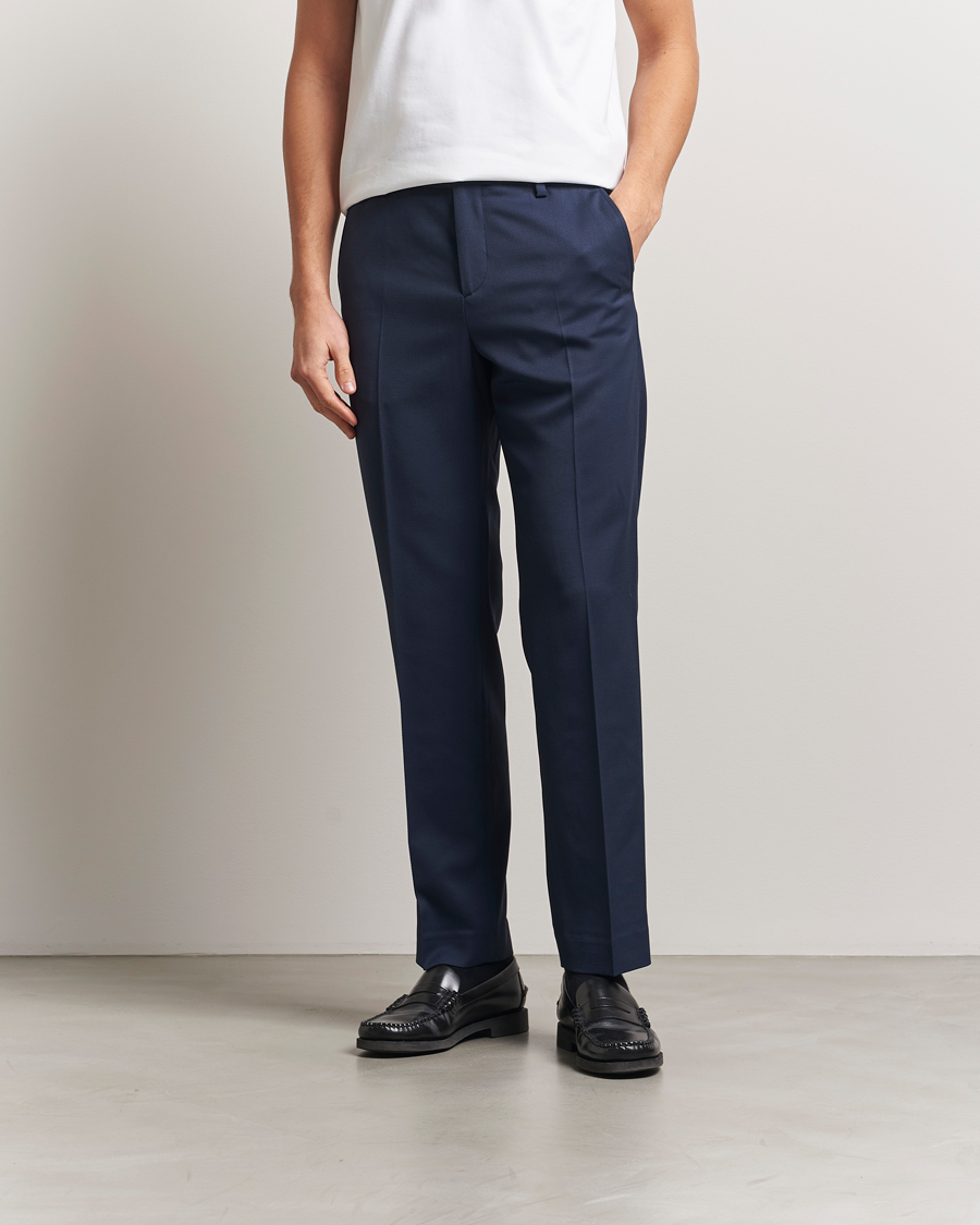 Men | Trousers | Filippa K | Tailored Twill Drawstring Trousers Dusk Blue