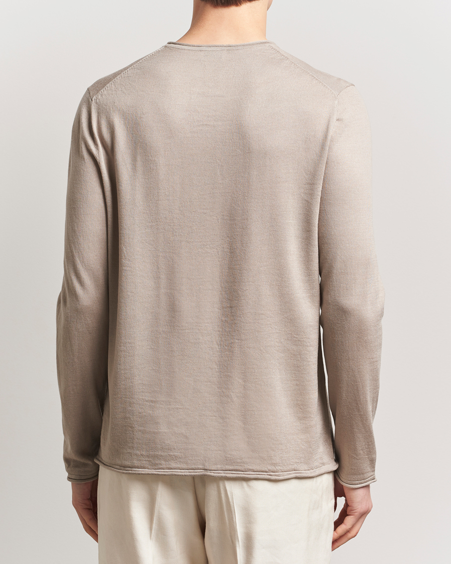 Men | Sweaters & Knitwear | Filippa K | Rolled Edge Knitted Sweater Moss Grey