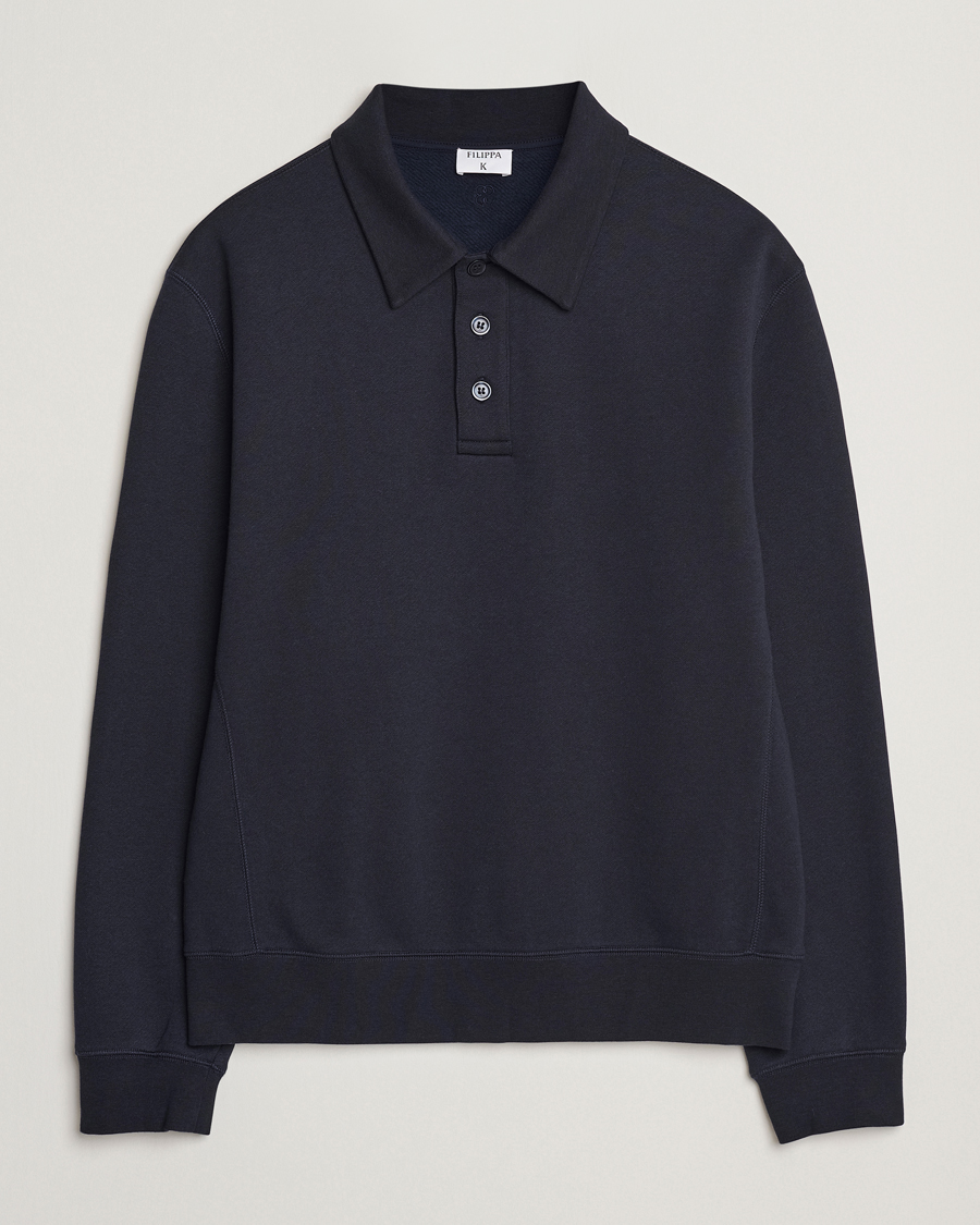Men | Sweaters & Knitwear | Filippa K | Polo Sweatshirt Navy