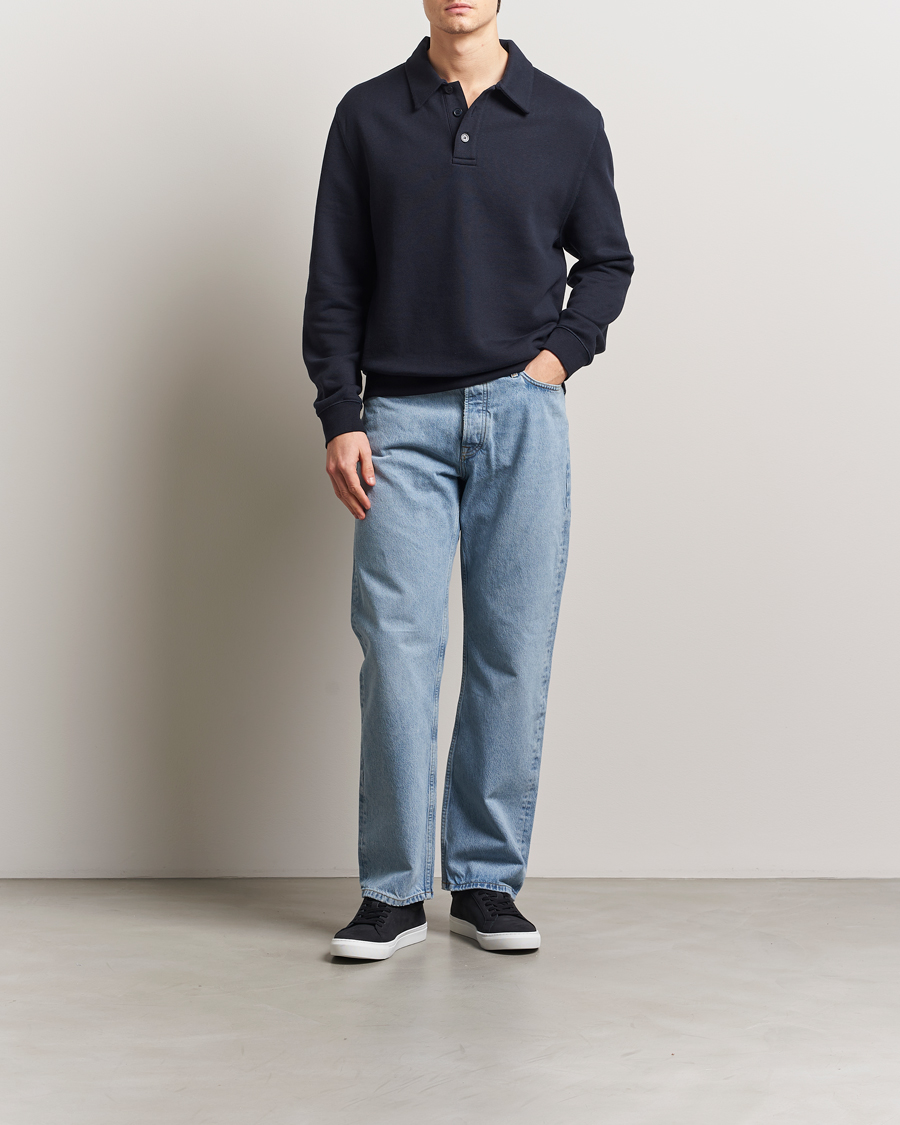 Men | Sweaters & Knitwear | Filippa K | Polo Sweatshirt Navy