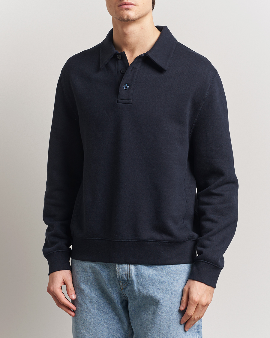 Men | Sweaters & Knitwear | Filippa K | Polo Sweatshirt Navy