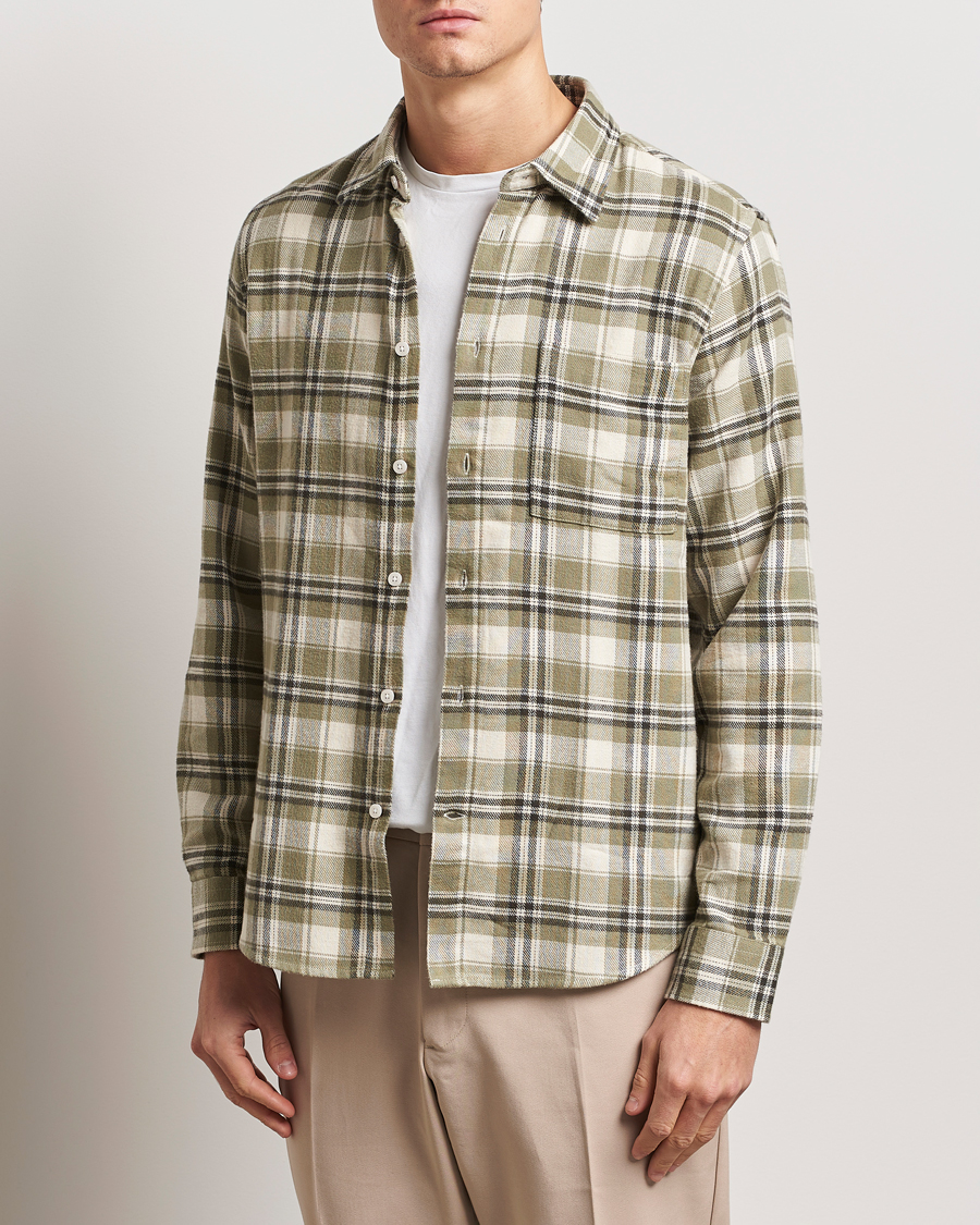 Men | Shirts | NN07 | Arne Brushed Cotton Checked Shirt Green/Beige